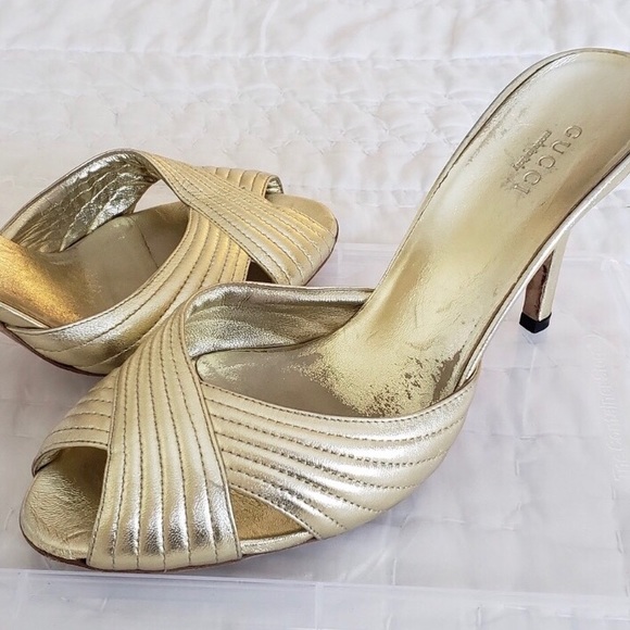 Gucci Shoes - Gucci gold heels 38C fits 7